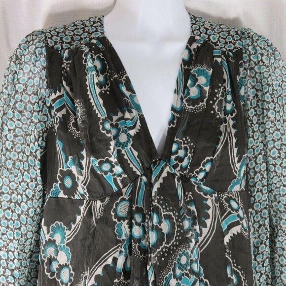 New Celia Birtwell Express 0 Gray Teal Floral Mini - Picture 4 of 11